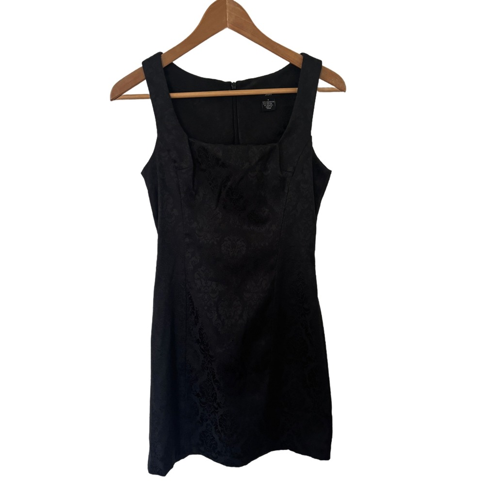 Guess Jeans Black Damask‎ Jacquard Square Neck Mini Dress Vintage Style Size 3